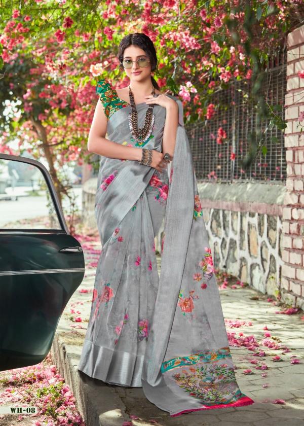 Sc White Lion Soft Organza Printed Saree Collection